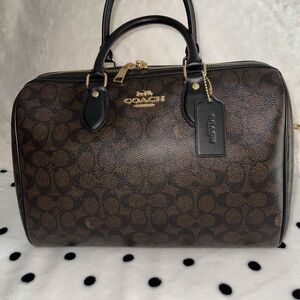 Coach Black and Brown Signature Large Rowan